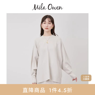 09WNT241010 纯色针织衫 Mila Owen春夏简约百搭圆领蝙蝠袖