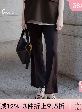 Mila Owen春夏休闲通勤中线设计显瘦松紧腰微喇长裤09WFP231014