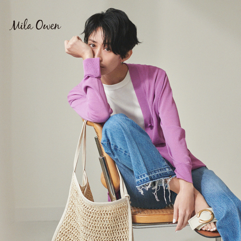 Mila Owen 2023夏季新款好搭通勤单排扣薄款针织开衫09WND232083 女装/女士精品 毛针织衫 原图主图