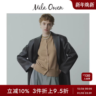 09WNT244011 圆领套头假两件针织开衫 Mila Owen秋冬休闲时尚