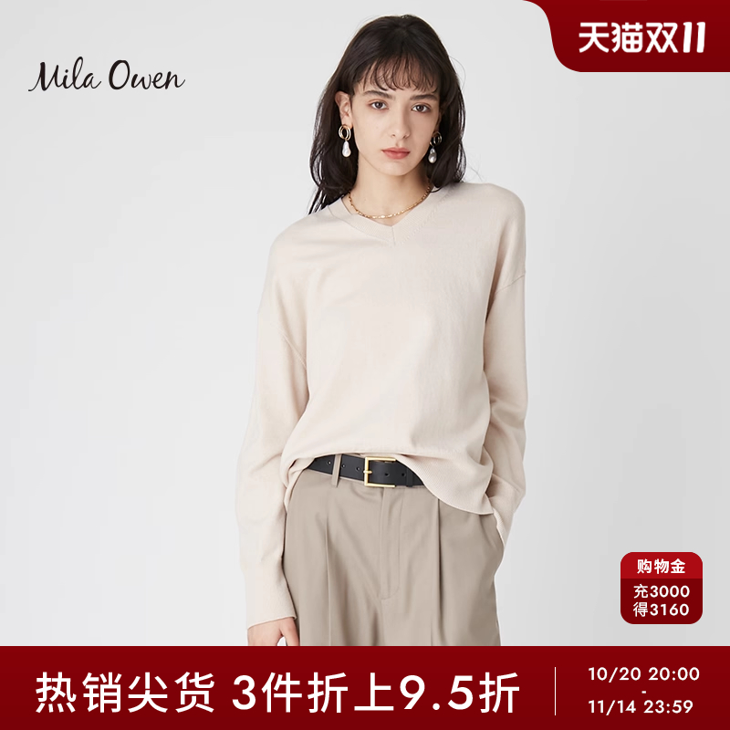 MilaOwenV领宽松软糯针织衫