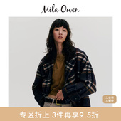Mila 优雅羊毛混纺宽松双排扣毛呢大衣09WFC254110 Owen25秋冬新品