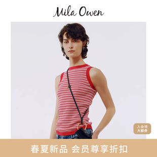 Mila 百搭复古罗纹针织美式 无袖 背心09WNT261035 Owen26春夏新品