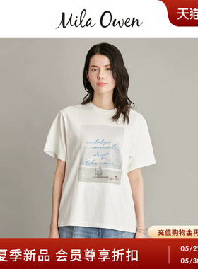Mila Owen26春夏新品简约复古做旧印花纯棉短袖T恤09WCT262154