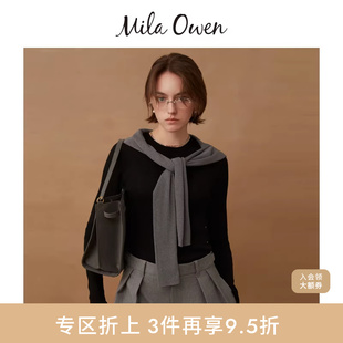 Mila 09WNT254105 Owen秋冬优雅百搭纯色圆领罗纹贴身针织衫