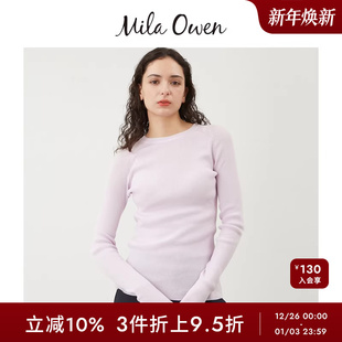 针织衫 纯色圆领罗纹长袖 09WNT244304 Owen秋冬百搭修身 Mila