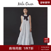 Mila 蛋糕连衣裙09WFO254914 长款 Owen25秋冬新品 气质褶皱圆领无袖