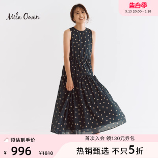 新款 Mila Owen 2023夏季 日系气质圆领波点连衣裙女09WFO234400