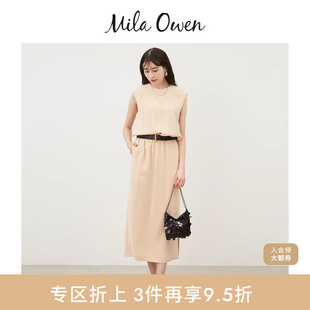 Mila 雪纺连衣裙09WFO244920 Owen秋冬简约气质松紧收腰无袖