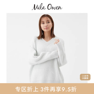 Mila 09WNT255103 Owen秋冬节日优雅含羊毛V领亮片丝针织衫