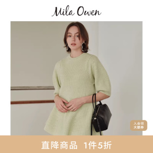 针织衫 褶边七分袖 09WNT244012 Owen秋冬日系气质泡泡袖 Mila