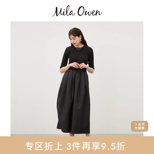 Mila 针织提花拼接连衣裙09WNO242062 Owen春夏休闲五分袖