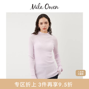 Mila 半高领罗纹长袖 针织衫 09WNT244305 Owen秋冬百搭修身