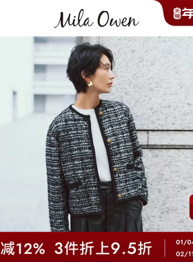 Mila Owen秋冬优雅小香风圆领针织开衫短外套09WNJ244018