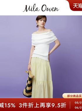 Mila Owen春夏简约日系高腰褶皱层次感半身裙09WFS252201