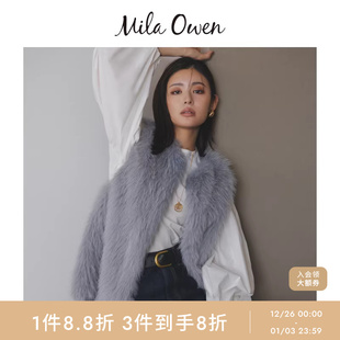 百搭宽松仿皮草马甲09WFV254064 时尚 Mila Owen25秋冬新品