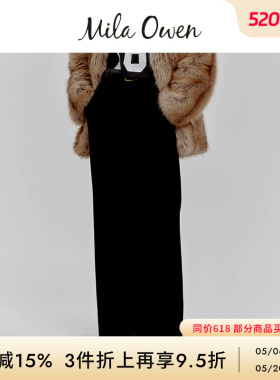 Mila Owen秋冬休闲百搭纯色双褶高腰阔腿裤09WFP255075