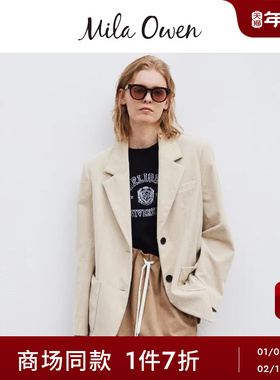 Mila Owen25秋冬新品摩登时尚灯芯绒贴袋单排扣夹克09WFJ254197