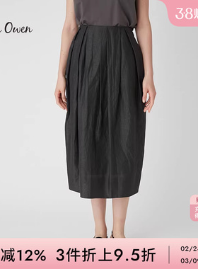 Mila Owen春夏休闲简约通勤高腰显瘦亚麻花苞半身裙09WFS231181