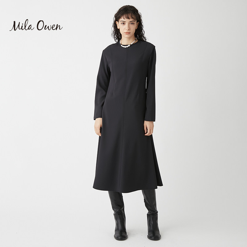 Mila Owen 秋冬气质花色圆领收腰连衣裙通勤09WFO231082