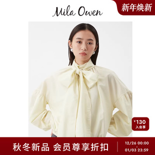 09WFB255021 优雅可爱蝴蝶结高领两穿衬衫 Mila Owen25秋冬新品