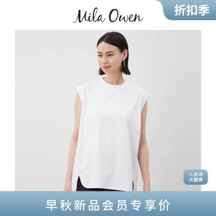 Mila T恤09WCT252192 Owen25春夏新品 简约日系圆领宽松纯色无袖