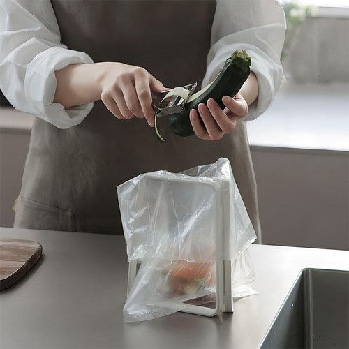 日本marna厨房厨余湿垃圾桶桌面厨房带盖台面分类垃圾收纳架可折