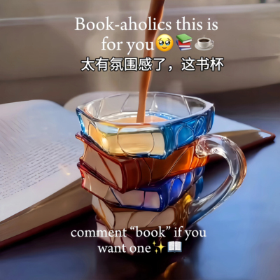 书籍咖啡杯Painted Book Mug人工手绘书马克杯立体书本节日送礼物