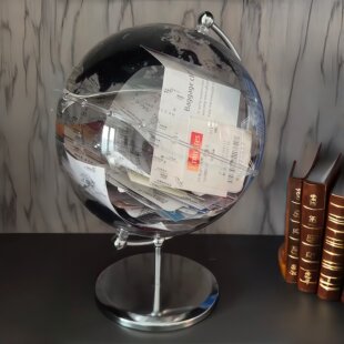 透明地球仪机票收纳摆件旅游纪念拍立得透明置物盒追星彩带储物盒