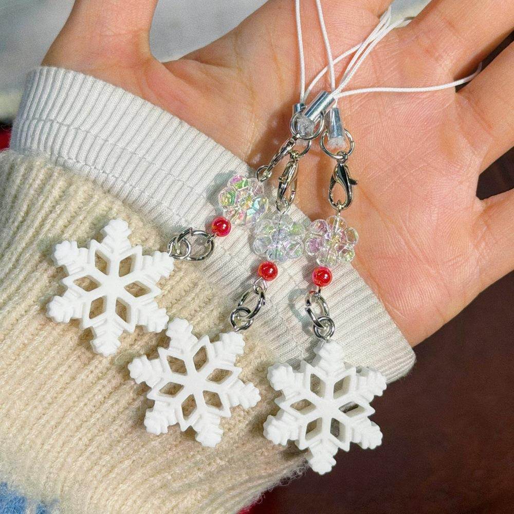 甜美圣诞雪花挂件冬日植绒雪花包包钥匙扣手机链圣诞节闺蜜礼物w