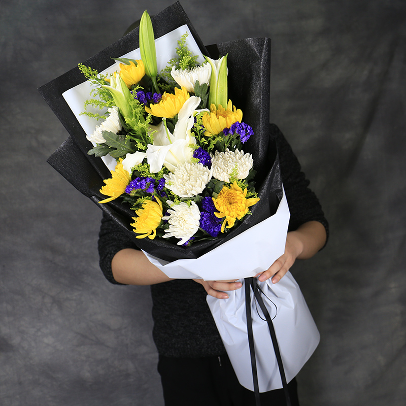 清明节黄菊花束白菊花鲜花祭祀花篮鲜花速递同城北京上坟扫墓丧篮