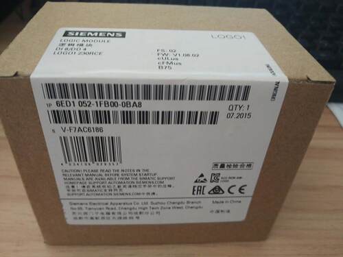 西门子1P6ED1052-1FB00-0BA8全新LOGO230RCE主机6ED10521FB000BA8