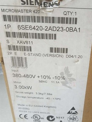 原装1P6SE6420-2AD23-0BA1全新安装有 A级滤波器6SE64202AD230BA1