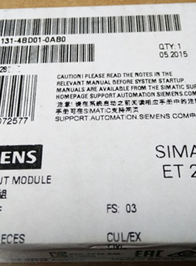 西门子6ES7131-4BD01-0AB0西门子模块6ES71314BD010AB0CPUX现货CD