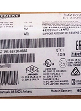 西门子6ES7193-6BP20-0BB1西门子模块6ES71936BP200BB1CPUX现货CD