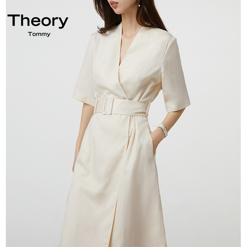 TheoryTommy通勤气质亚麻真丝裙