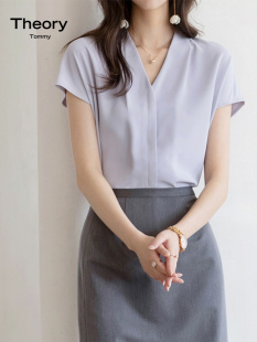 职业通勤别致上衣搭配西装 The 衬衫 轻熟V领连袖 micmle2025法式