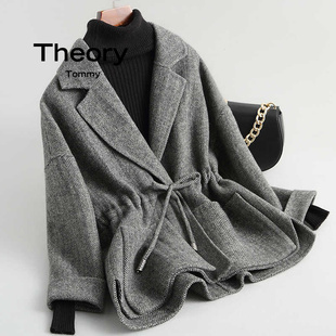 Theory Tommy2025短款羊毛呢子小外套小个子双面羊绒大衣秋冬女装