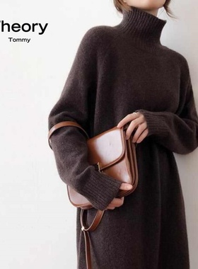 Theory Tommy24秋冬羊绒衫高领毛衣纯色连衣裙套头羊毛针织打底衫