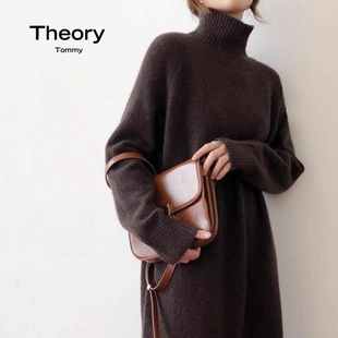 Theory Tommy24秋冬羊绒衫高领毛衣纯色连衣裙套头羊毛针织打底衫