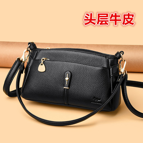 头层牛皮单肩斜挎包女真皮手提包