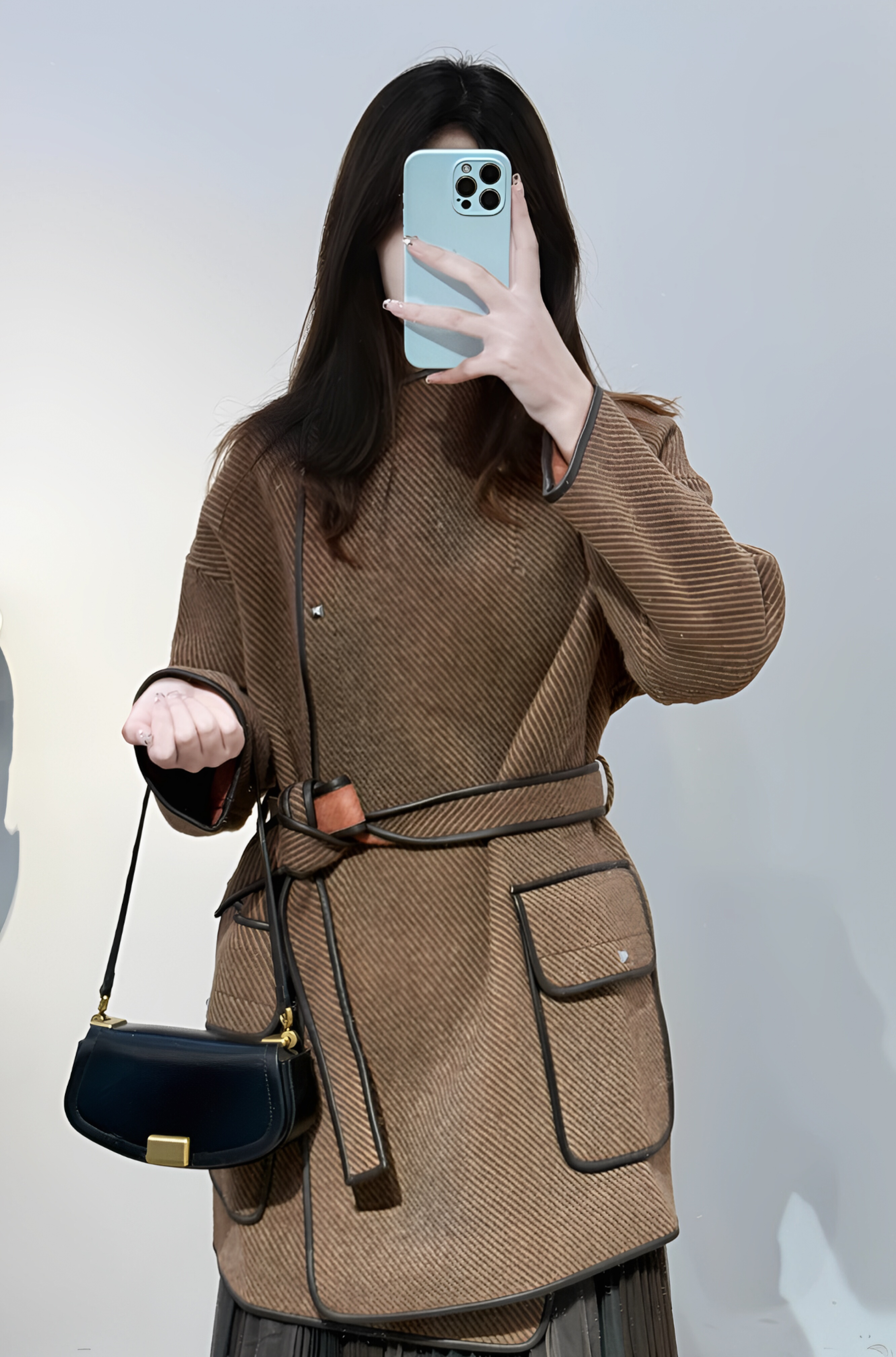 双面呢外套女春秋新款简约高级感洋气宽松中长款大衣