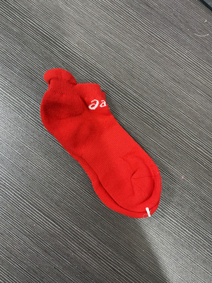 红色纯棉毛巾底运动袜女袜短袜