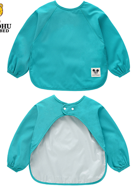 宝宝罩衣儿童长袖子防水反穿衣男女婴幼儿园吃饭防脏围兜画画围裙