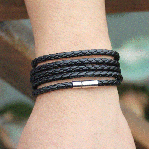 Men Punk Multilayer Bracelet Braided Leather Bracelets Boyfr