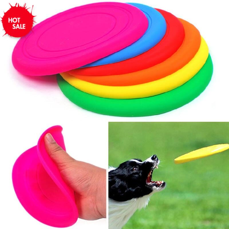 Dog Puppy Cat Pet Silicone Training Fetch Toy Frisbee Flying