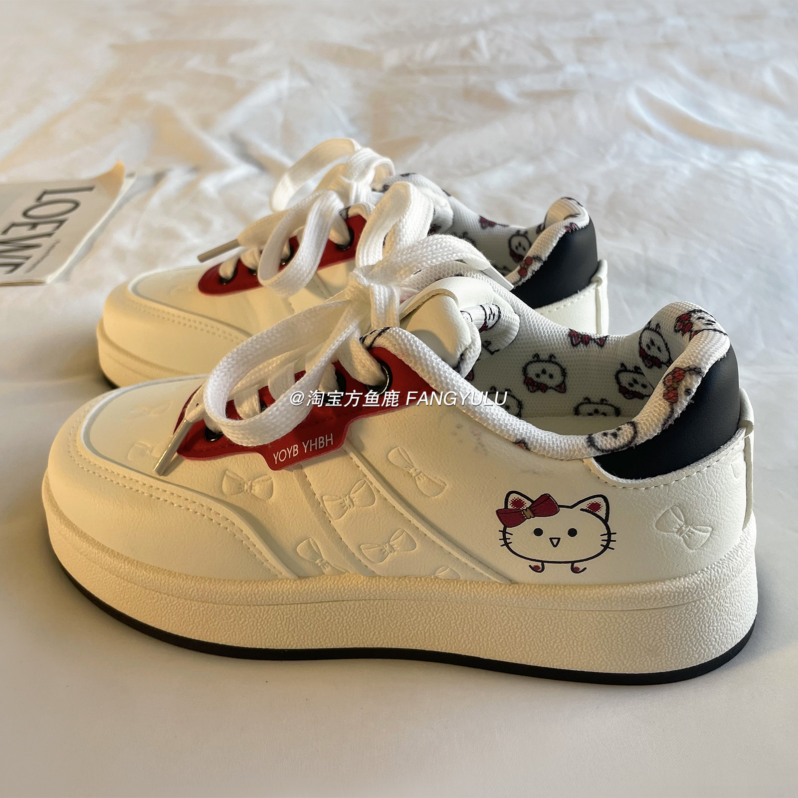 方鱼鹿 甜美可爱学院风板鞋女2026春季新款百搭学生休闲小白鞋ins,女鞋,休闲板鞋,淘宝优惠券,粉丝福利购,淘宝优惠卷