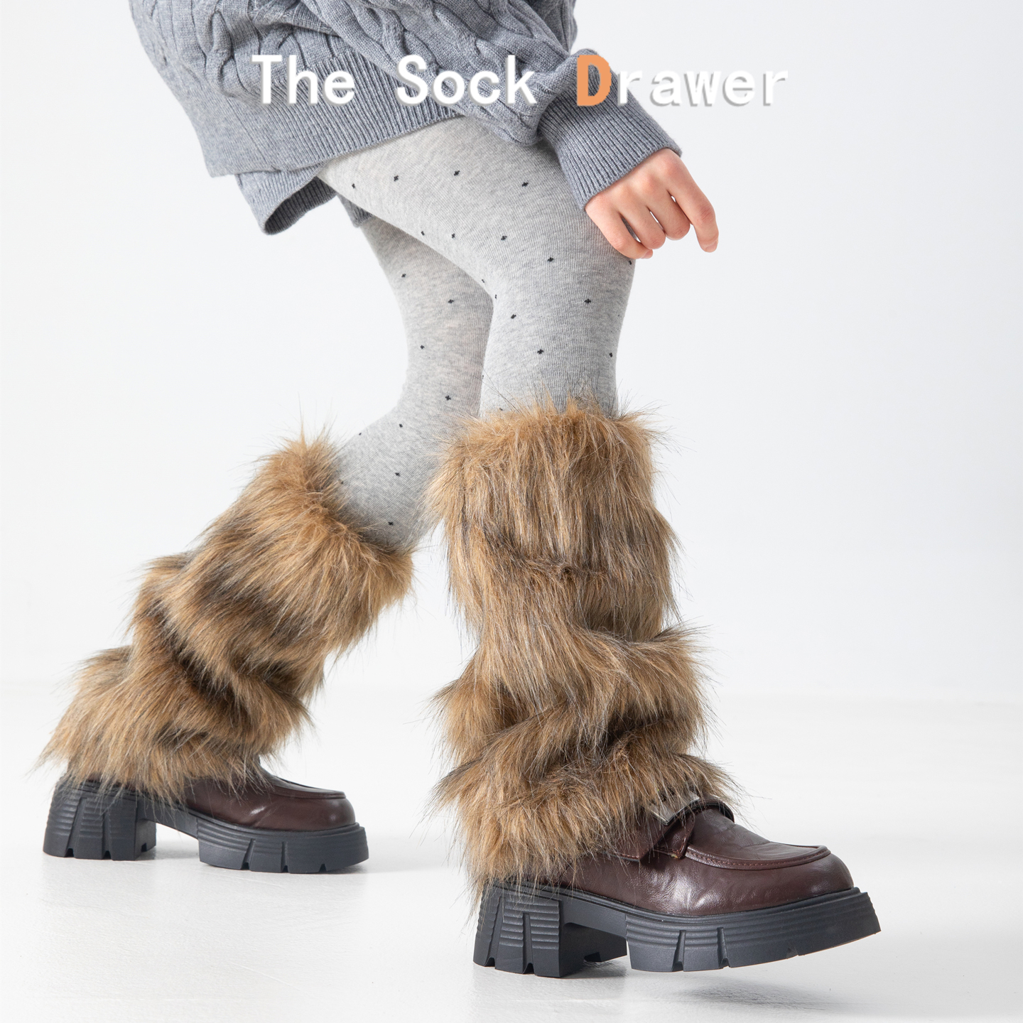 皮草袜套女秋冬外穿加厚保暖40cm长筒堆堆袜腿套y2k辣妹毛毛袜套