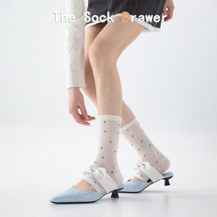 春夏季 波点中筒袜脚套女士日系白色半截腿套芭蕾风脚踩袜套 薄款