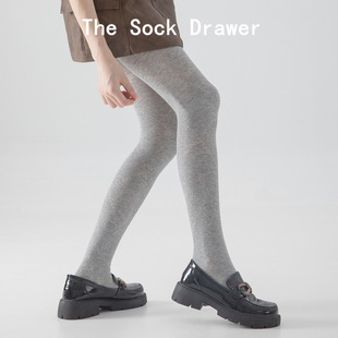 秋冬高腰不掉档连裤袜女菱格外穿打底裤微压显瘦配乐福鞋的袜子